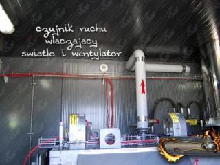 Kotłownia Kontenerowa - czujnik ruchu włączający oświetlenie i wentylator